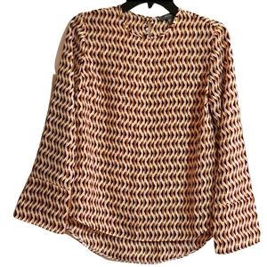 Primark Long Sleeve Geometric Print Blouse Size 2